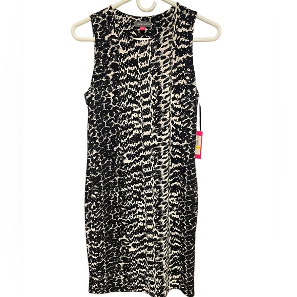 Vince Camuto Graphic Illusion Rich Black Dress Size Medium